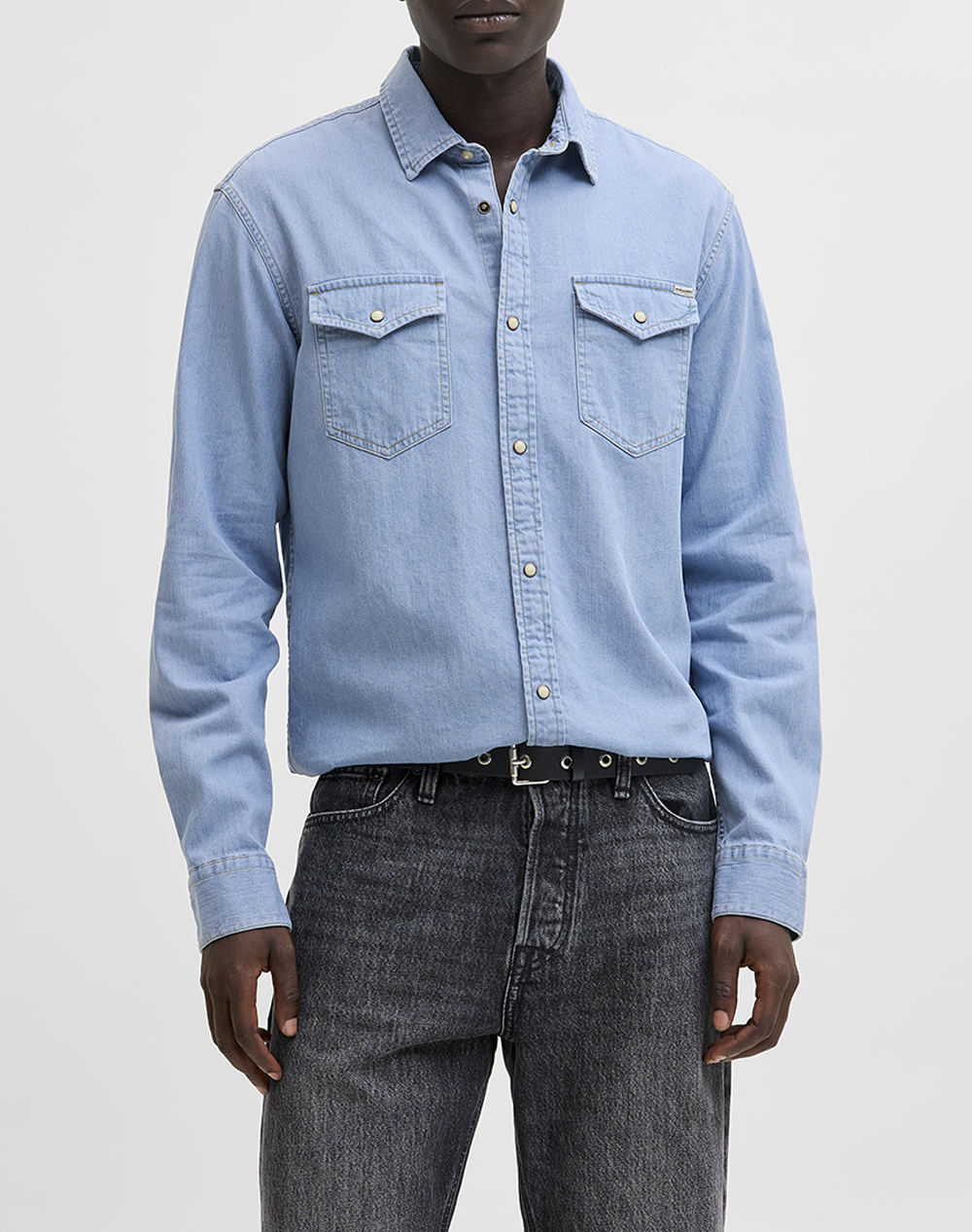 Jack&Jones Πουκαμισο Jjesheridan Shirt L/S Noos Ανδρας Ρουχα Πουκαμισα Lightblue Βαμβακι 12138115 Light Blue Denimregular