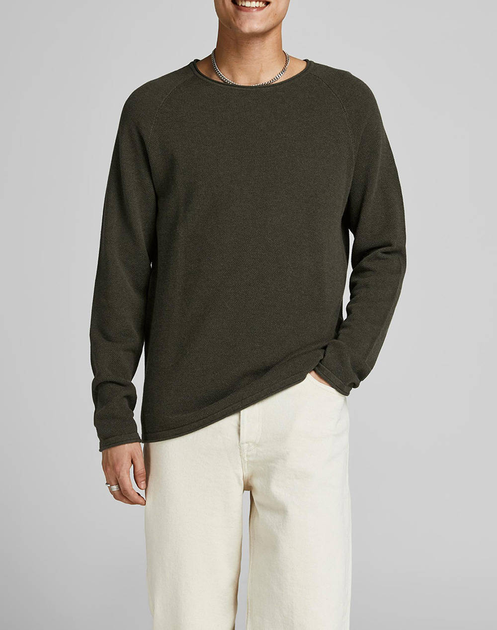 Jack&Jones Πλεκτο Jjehill Knit Crew Neck Noos Πλεκτο Ανδρας Ρουχα Μπλουζες Πλεκτα Olive Βαμβακι 12157321 Olive Night - Koolfly