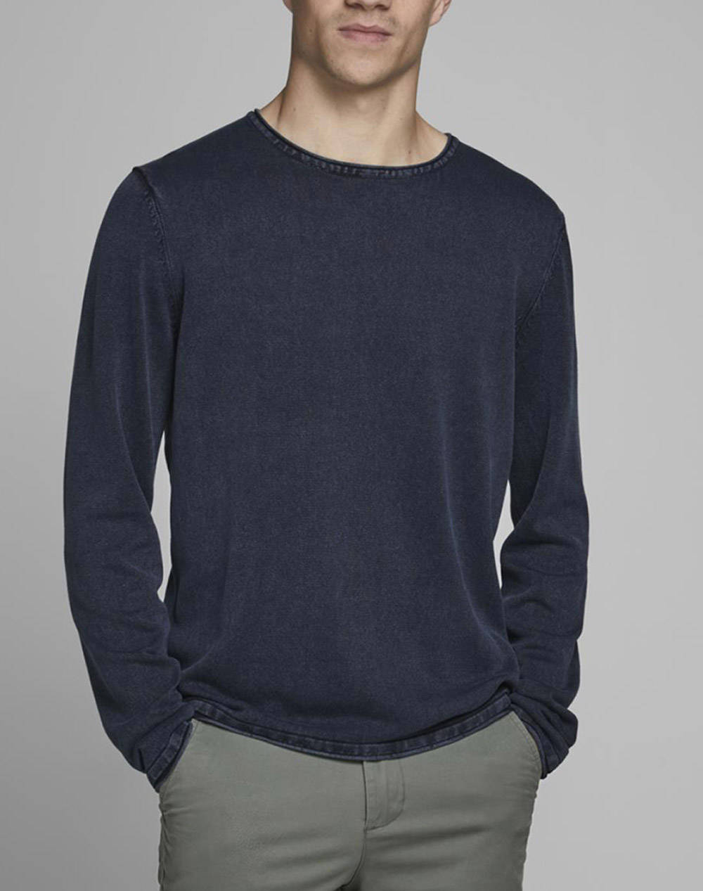 Jack&Jones Μπλουζα Jjeleo Knit Crew Neck Noos Ανδρας Ρουχα Μπλουζες Πλεκτα Navyblue Βαμβακι 12174001 Navy Blazer - Koolfly