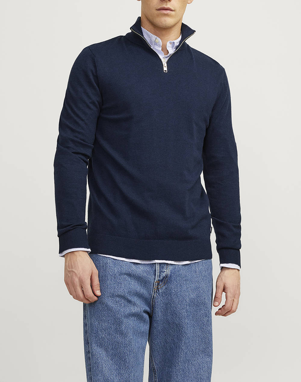Jack&Jones Jjeemil Knit Half Zip Noos Ανδρας Ρουχα Μπλουζες Πλεκτα Navyblue Βαμβακι,Βισκοζ,Συνθετικο 12189339 Navy Blazer - Koolfly