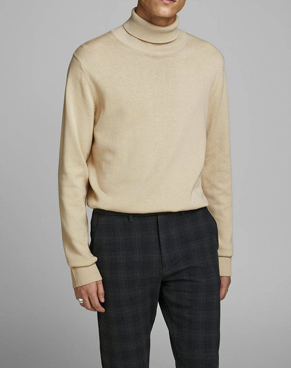 Jack&Jones Πουλοβερ Jjeemil Knit Roll Neck Noos Ανδρας Ρουχα Μπλουζες Πλεκτα Biege Βαμβακιβισκοζ 12157417 Oatmeal