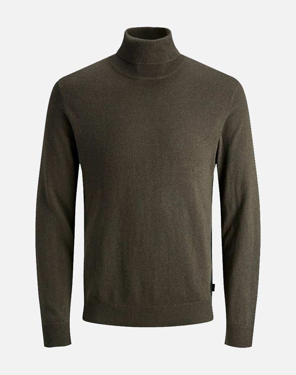 Jack&Jones Jjeemil Knit Roll Neck Noos Men Clothes T Shirts & Sweatshirts Knits Darkgreen Synthetic,Cotton 12157417 Olive Night Male Knits Green