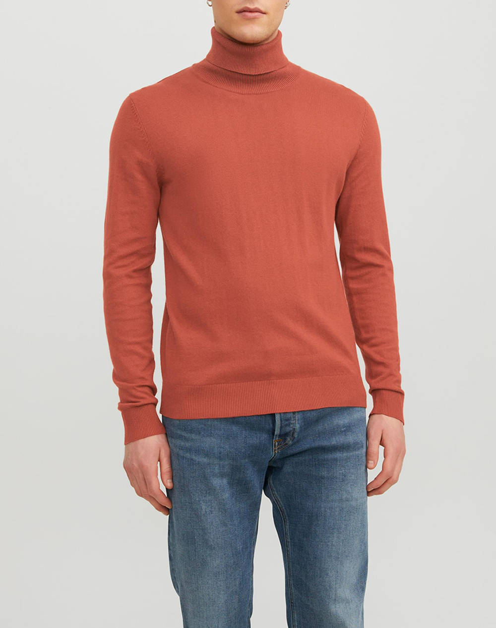 Jack&Jones Πουλοβερ Jjeemil Knit Roll Neck Noos Ανδρας Ρουχα Μπλουζες Πλεκτα Darkorange Βαμβακιβισκοζ 12157417 Cinnabar
