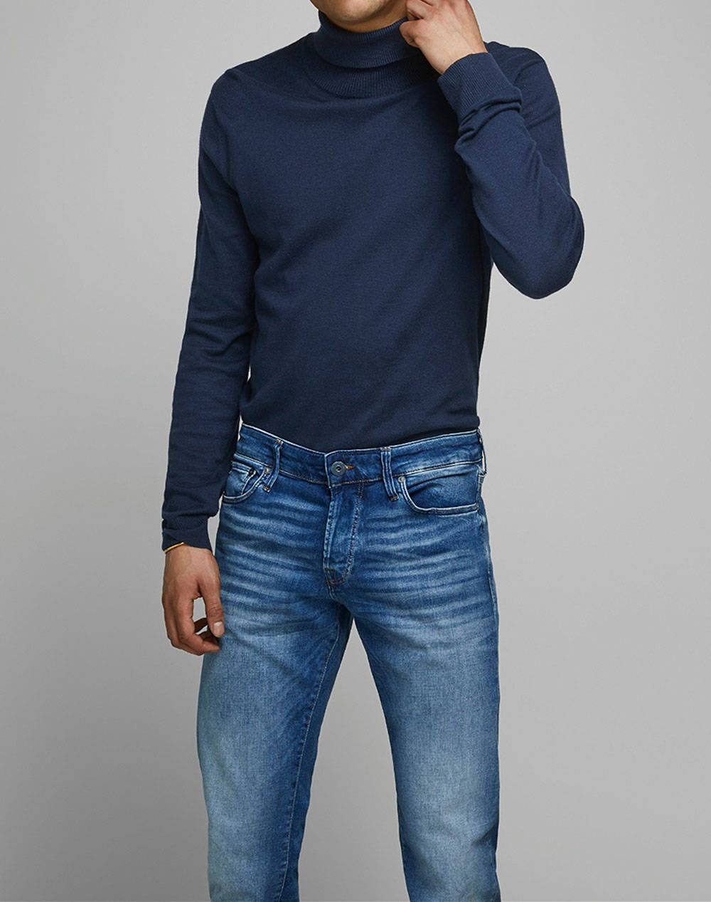 Jack&Jones Πουλοβερ Jjeemil Knit Roll Neck Noos Ανδρας Ρουχα Μπλουζες Πλεκτα Midnightblue Βαμβακι,Βισκοζ 12157417 Navy Blazer - Koolfly