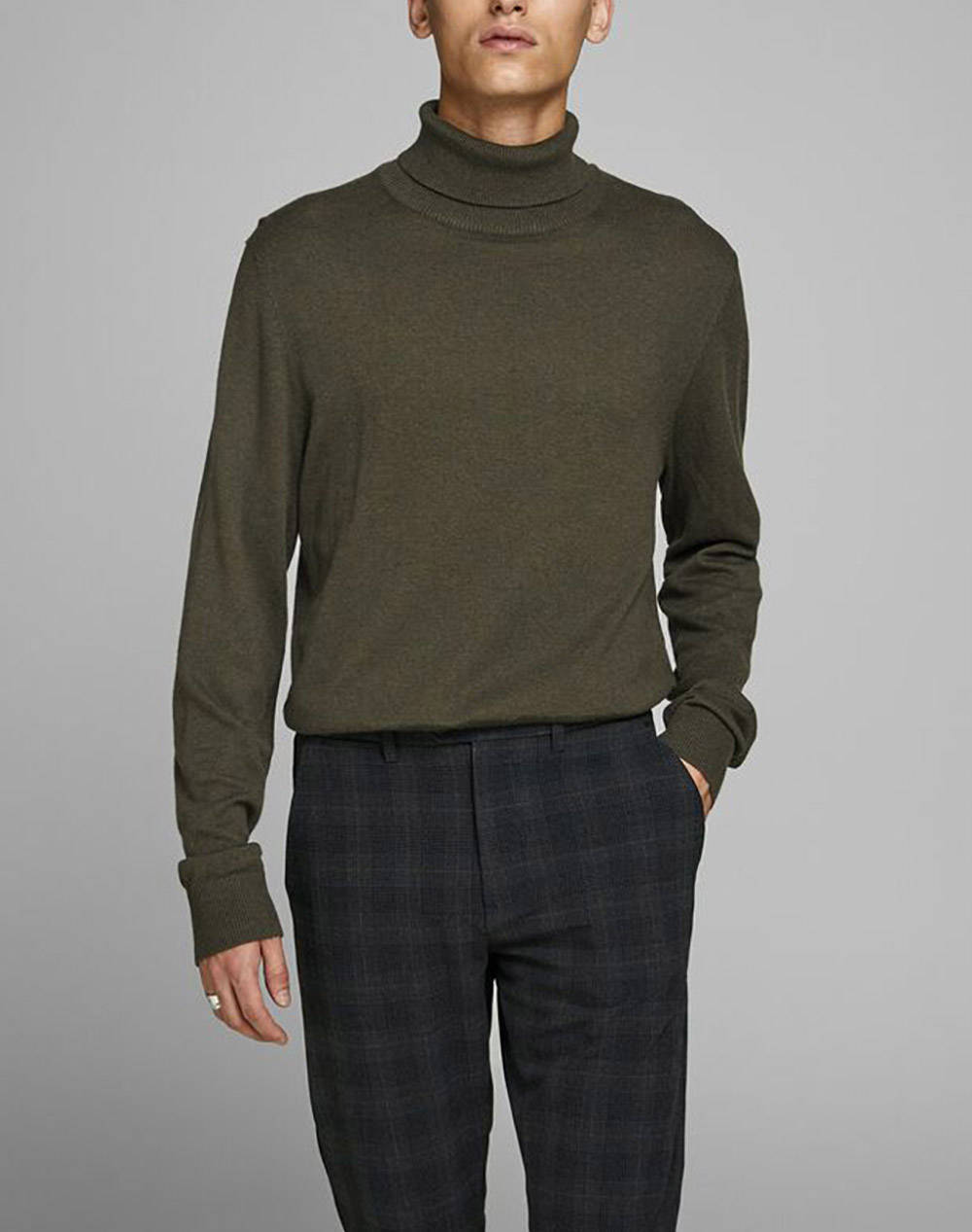 Jack&Jones Πουλοβερ Jjeemil Knit Roll Neck Noos Ανδρας Ρουχα Μπλουζες Πλεκτα Olive Βαμβακιβισκοζ 12157417 Oliv