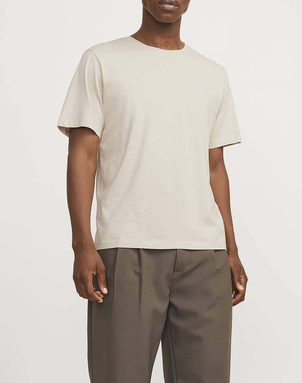 Jack&Jones T Shirt Ανδρας Ρουχα Μπλουζες T Shirt Biege Βαμβακι 12151955 Moonbeam - Koolfly