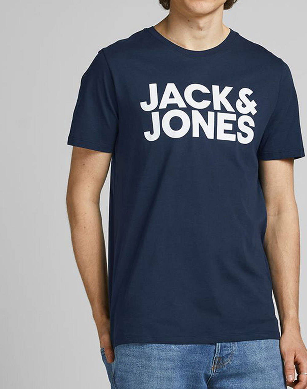 Jack&Jones T Shirt Men Clothes T Shirts & Sweatshirts T Shirts Blue Cotton 12151955 Navyblazer/Slim Male T-Shirts Blue