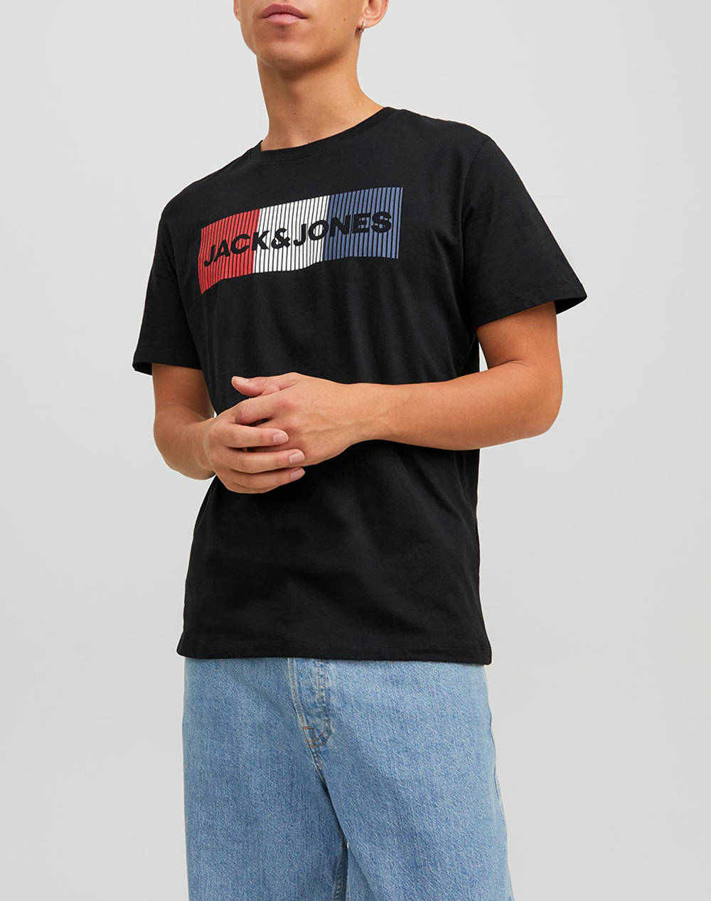 Jack&Jones T Shirt Men Clothes T Shirts & Sweatshirts T Shirts Totalblack Cotton 12151955 Black/Playslim Male T-Shirts Black
