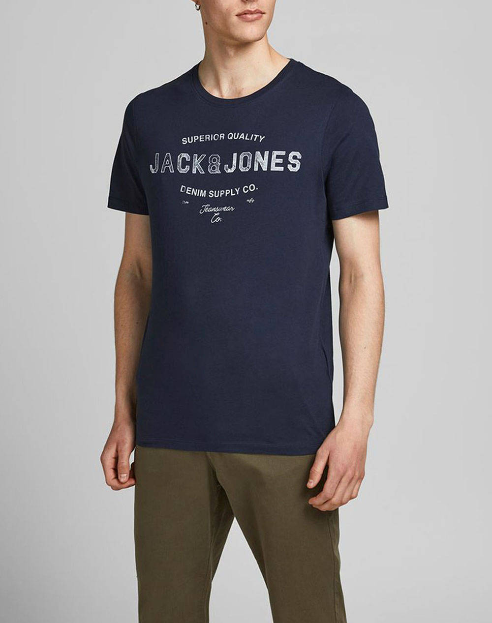 Jack&Jones Jjejeans Tee Ss O Neck Noos 21/22 Men Clothes T Shirts & Sweatshirts T Shirts Navyblue Cotton 12190510 Navy Blazer Male T-Shirts Blue