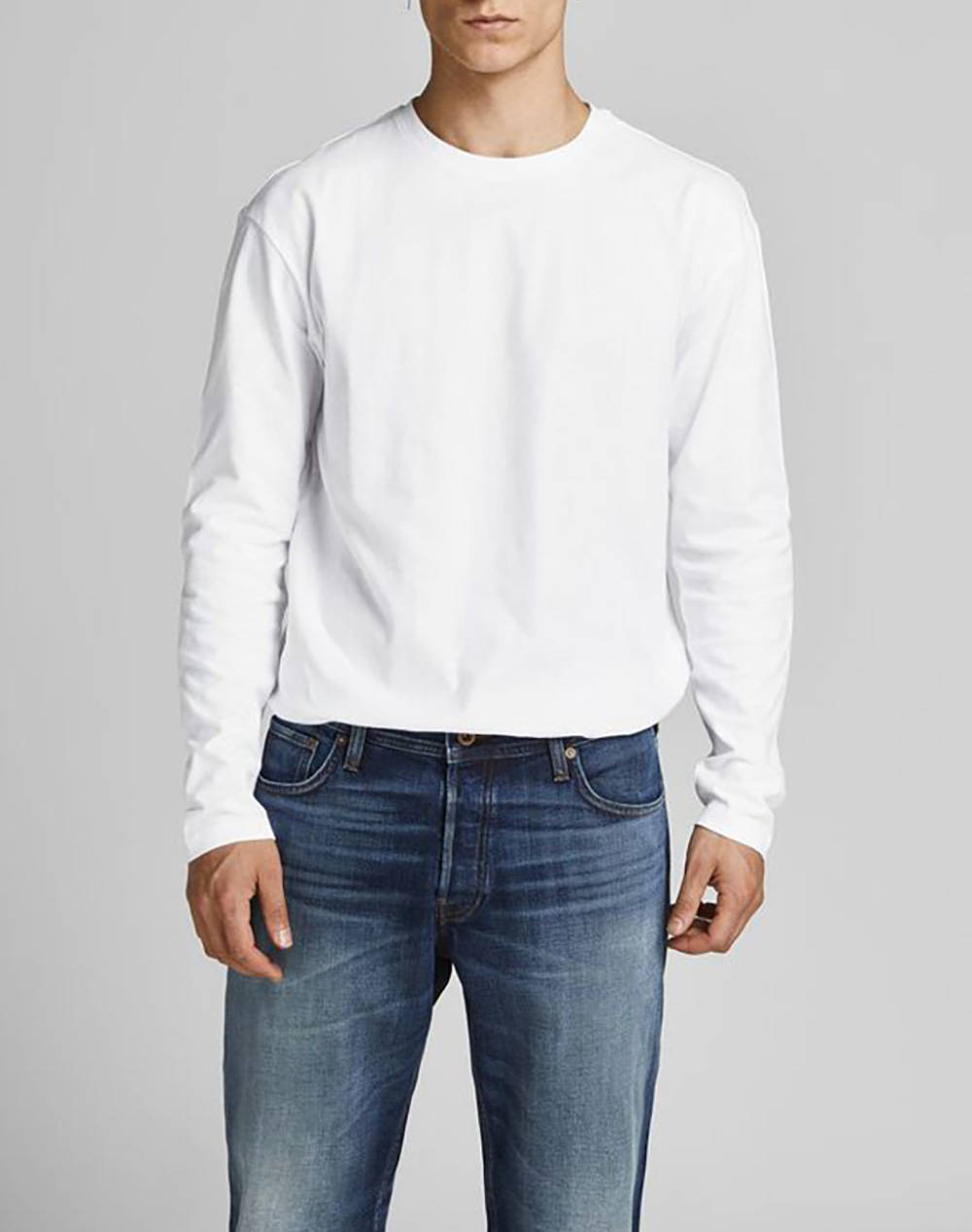 Jack&Jones Μπλουζα Jjenoa Tee O Neck Ls Noos Ανδρας Ρουχα Μπλουζες T Shirt White Βαμβακι 12190128 White