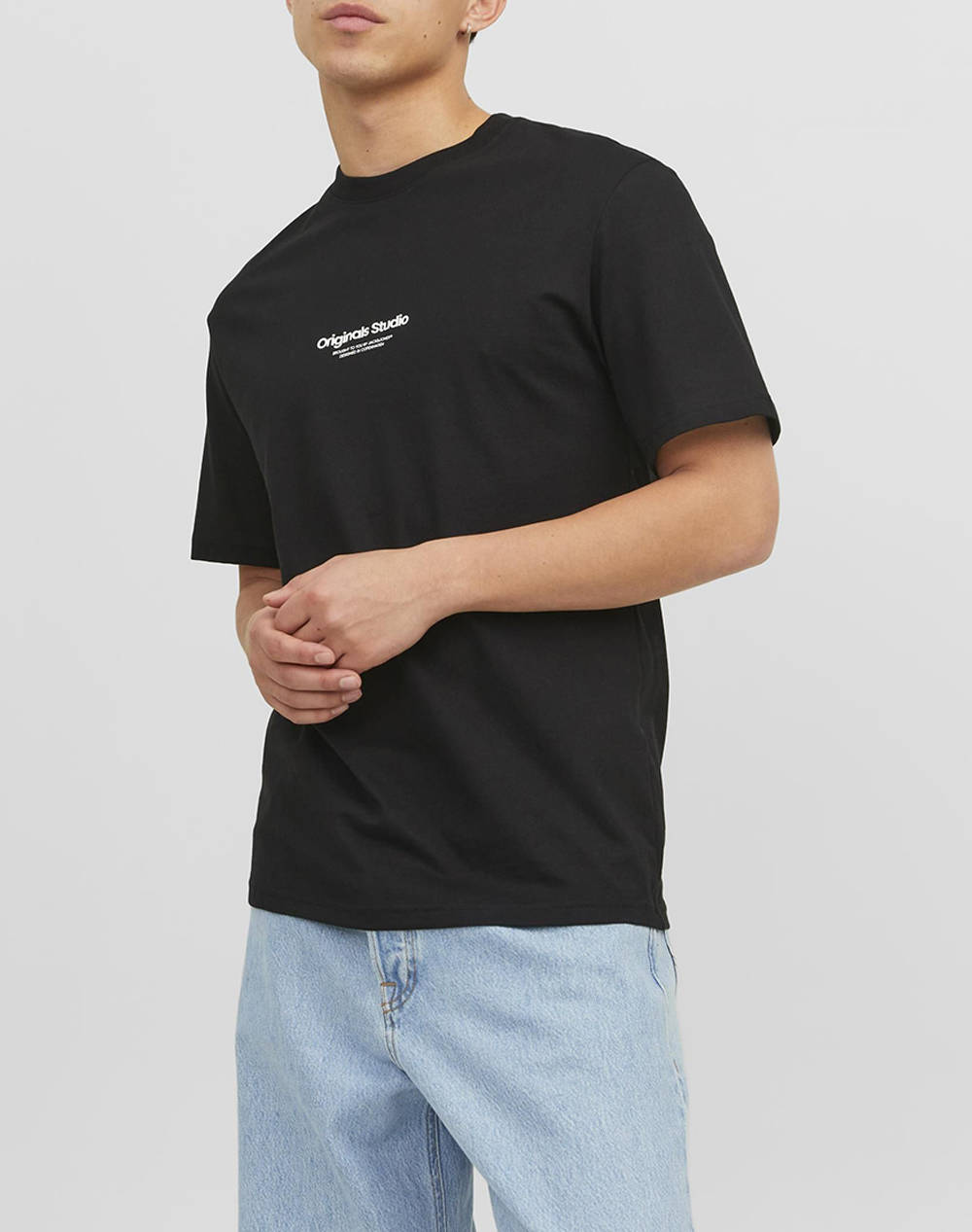 Jack&Jones Jorvesterbro Tee Crew Neck Noos Ανδρας Ρουχα Μπλουζες T Shirt Black Βαμβακι 12240121 Black - Koolfly