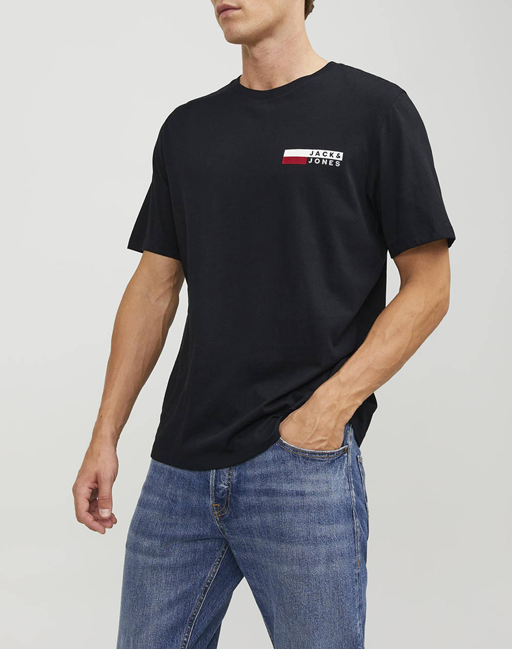 Jack&Jones Jjecorp Logo Tee Play O Neck Noos Men Clothes T Shirts & Sweatshirts T Shirts Black Cotton 12233999 Blacksmallprint Male T-Shirts Black