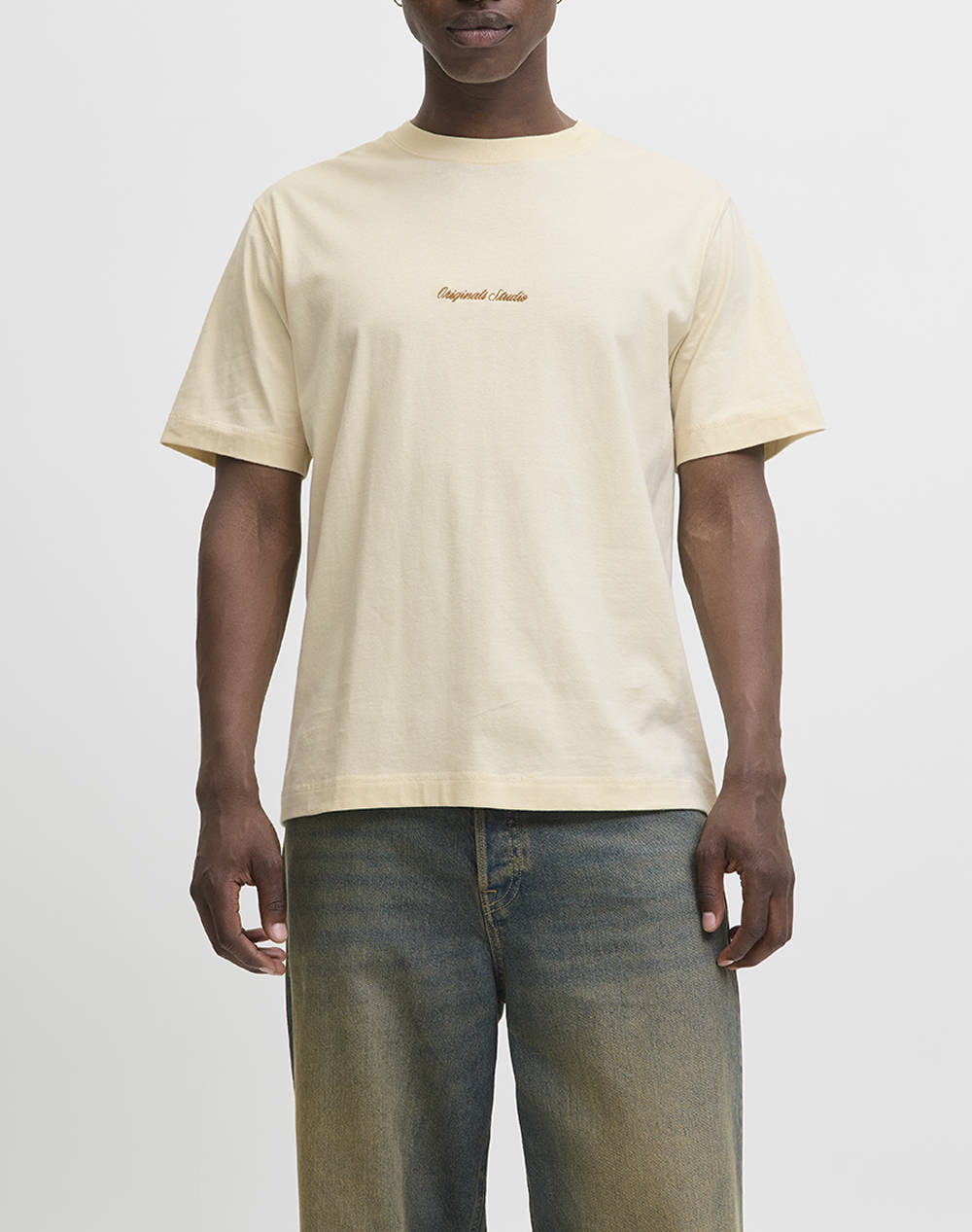 Jack&Jones Jornorrebro Emb Tee Ss Crew Neck Noos Ανδρας Ρουχα Μπλουζες T Shirt Cream Βαμβακι 12282892 Antique White