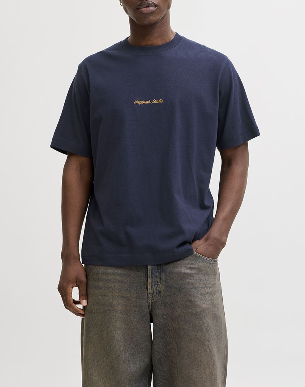 Jack&Jones Jornorrebro Emb Tee Ss Crew Neck Noos Ανδρας Ρουχα Μπλουζες T Shirt Navyblue Βαμβακι 12282892 Sky Captain - Koolfly