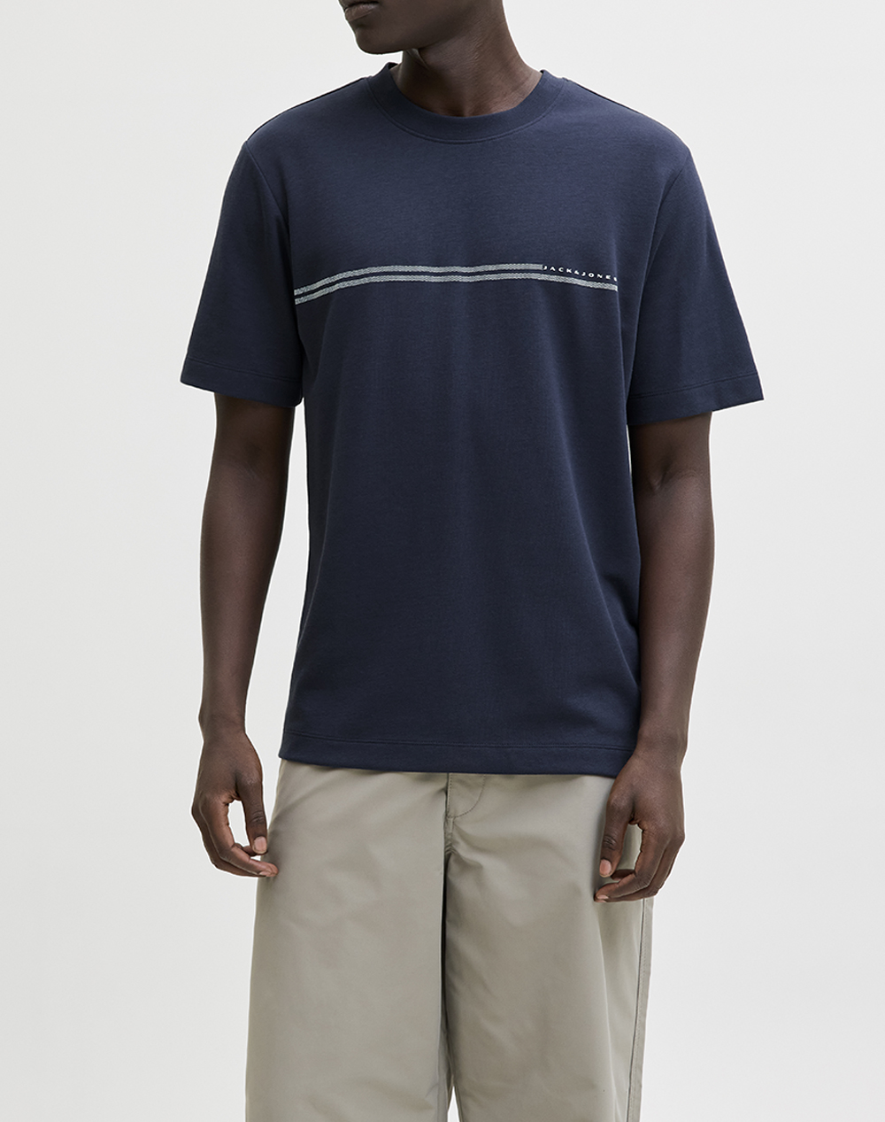 Jack&Jones Jcofusion Chest Brand Tee Ss Crew Noos Ανδρας Ρουχα Μπλουζες T Shirt Darkblue Βαμβακι,Συνθετικο 12289936 Outer Space - Koolfly