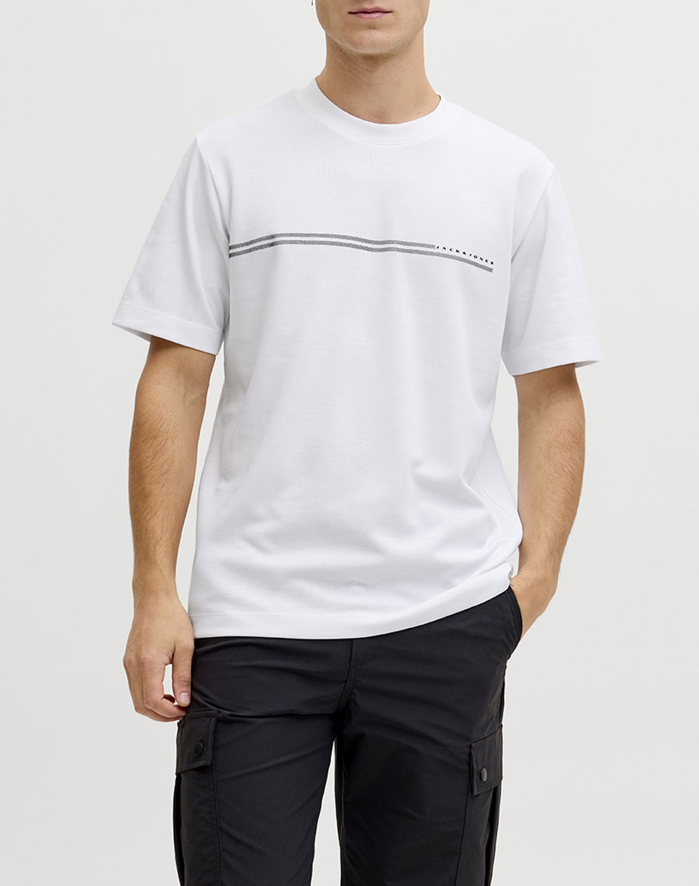 Jack&Jones Jcofusion Chest Brand Tee Ss Crew Noos Ανδρας Ρουχα Μπλουζες T Shirt White Βαμβακισυνθετικο 12289936 Bright White