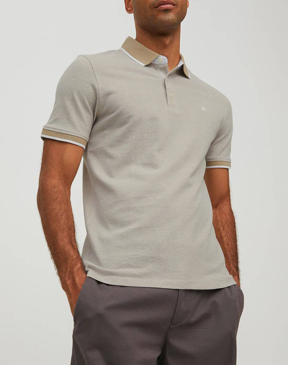 Jack&Jones Μπλουζα Αντρικη Jjepaulos Polo Ss Noos Ανδρας Ρουχα Μπλουζες Polo Gray Βαμβακι 12136668 Crockeryslim Fit - Koolfly