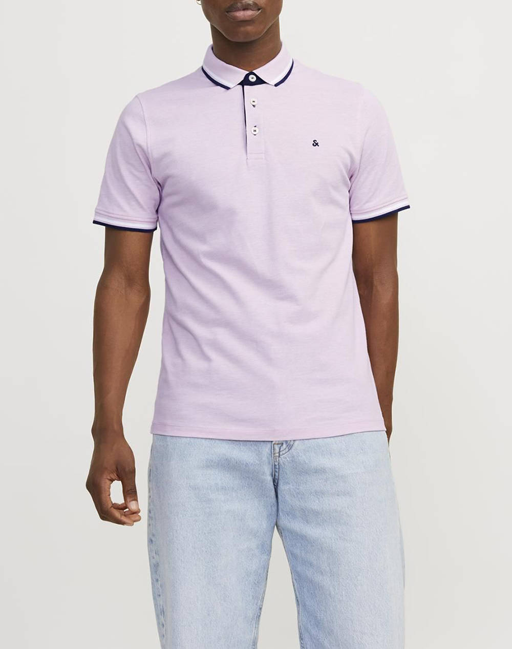 Jack&Jones Jjepaulos Polo Ss Noos Men Clothes T Shirts & Sweatshirts Polo Lightpink Cotton 12136668 Pink Nectarplay Male Polo