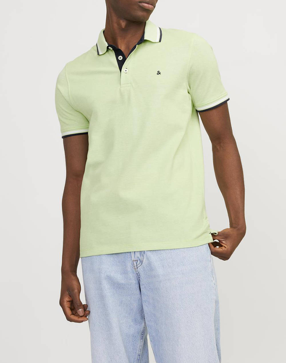 Jack&Jones Jjepaulos Polo Ss Noos Men Clothes T Shirts & Sweatshirts Polo Lime Cotton 12136668 Wild Lime Male Polo