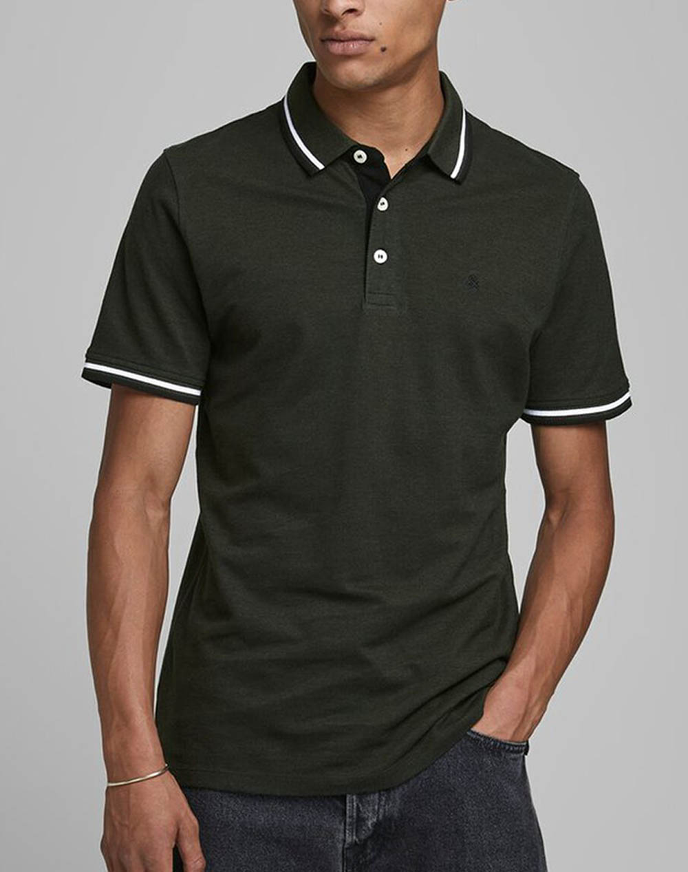 Jack&Jones Jjepaulos Polo Ss Noos Men Clothes T Shirts & Sweatshirts Polo Mediumforestgreen Cotton 12136668 Dark Greenplay Male Polo Green
