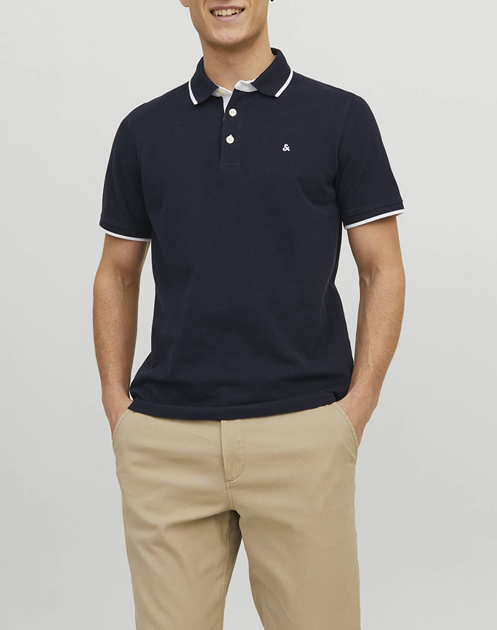 Jack&Jones Jjepaulos Polo Ss Noos Men Clothes T Shirts & Sweatshirts Polo Midnightblue Cotton 12136668 Navy Blazerplay Male Polo Blue