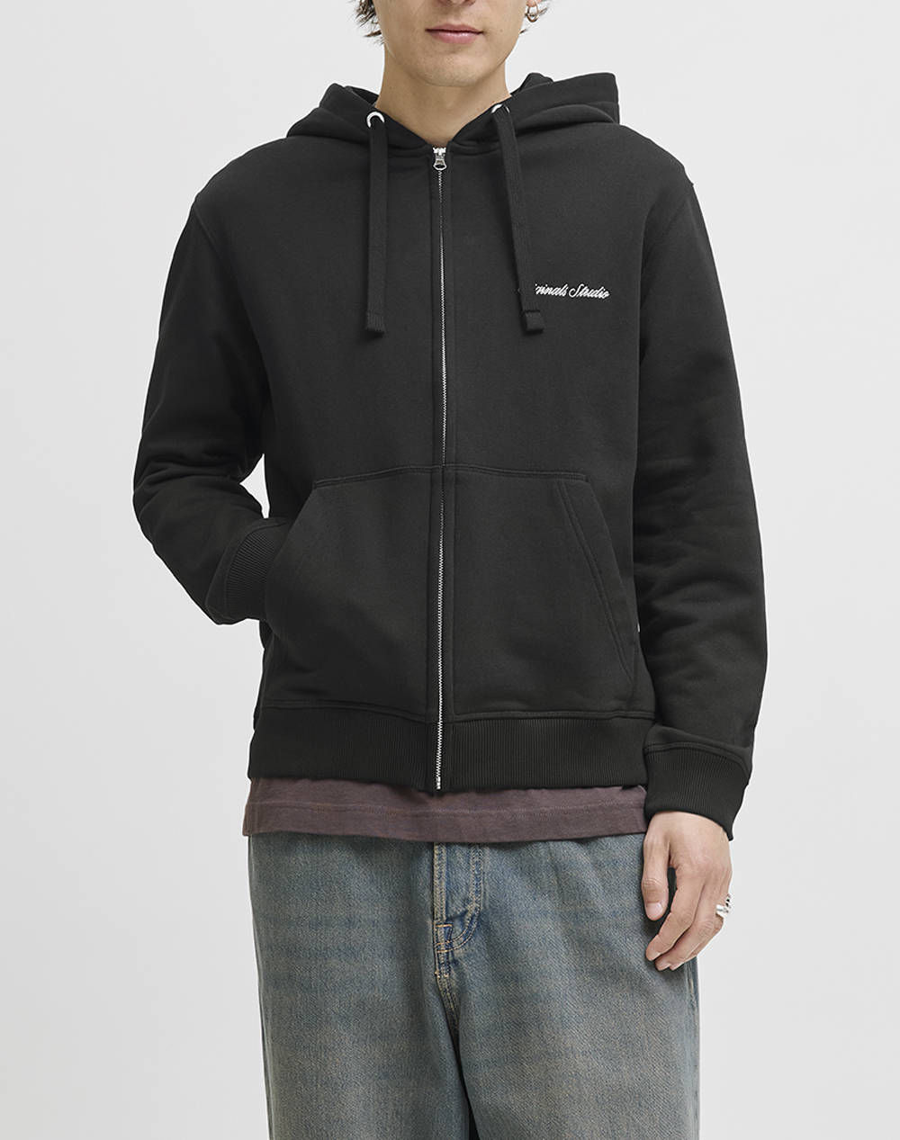 Jack&Jones Jornorrebro Emb Sweat Zip Hood Noos Ανδρας Ρουχα Ζακετες Φουτερ Ζακετες Black Βαμβακι,Συνθετικο 12282901 Black - Koolfly