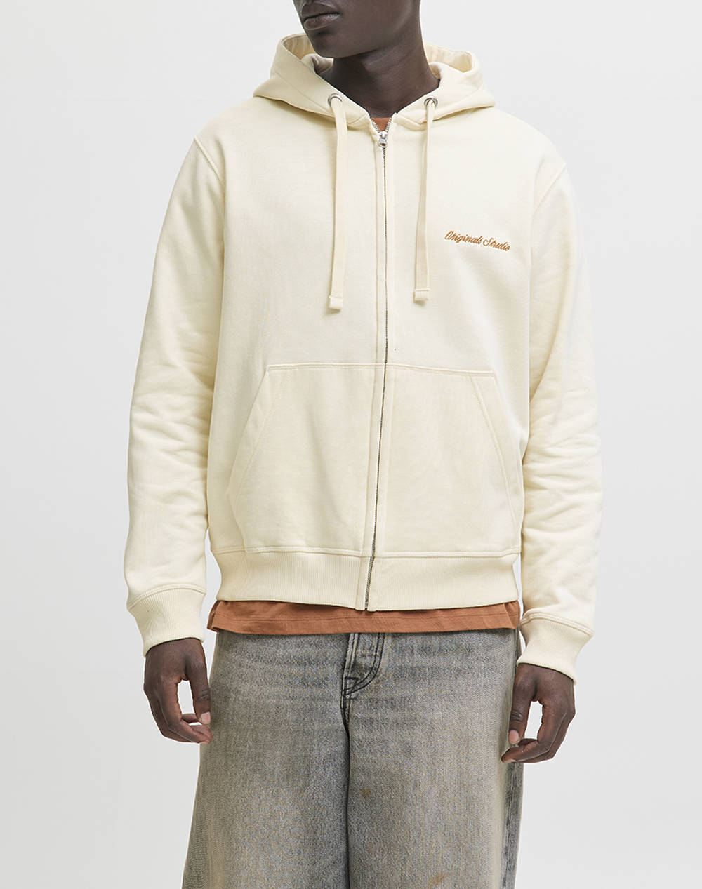 Jack&Jones Jornorrebro Emb Sweat Zip Hood Noos Ανδρας Ρουχα Ζακετες Φουτερ Ζακετες Offwhite Βαμβακι,Συνθετικο 12282901 Antique White - Koolfly