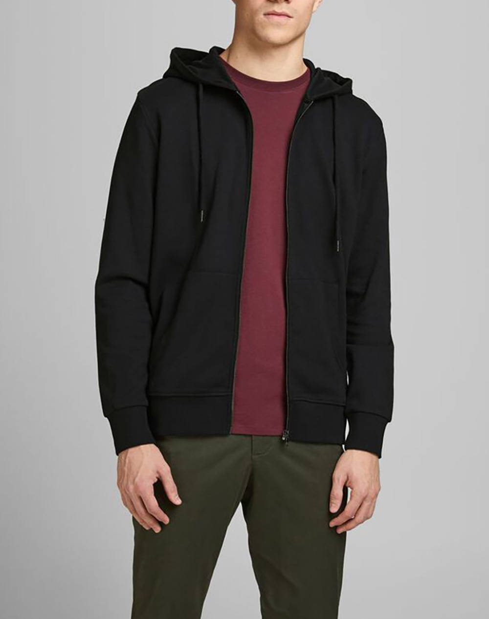 Jack&Jones Ζακετα Φουτερ Jjebasic Sweat Zip Hood Noos Ανδρας Ρουχα Ζακετες Φουτερ Ζακετες Black Συνθετικοβαμβακι 12181901 Black