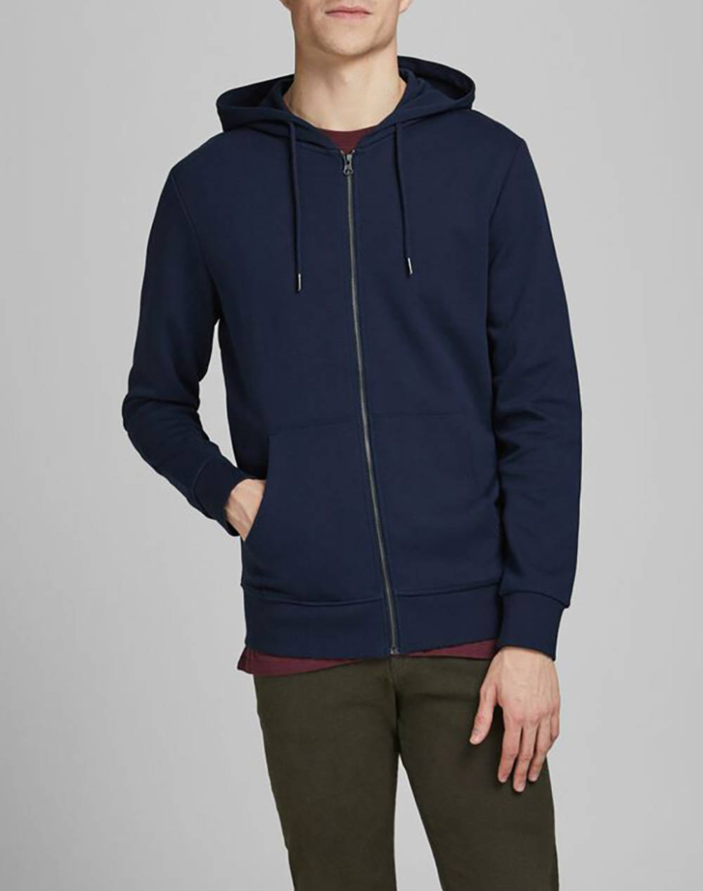 Jack&Jones Ζακετα Φουτερ Jjebasic Sweat Zip Hood Noos Ανδρας Ρουχα Ζακετες Φουτερ Ζακετες Navyblue Συνθετικοβαμβακι 12181901 Navy Blazer