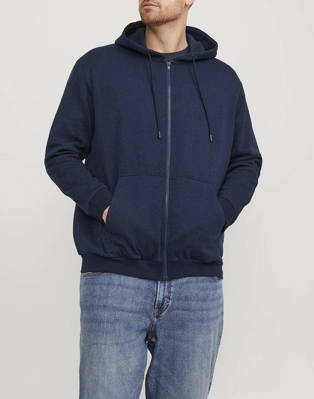 Jack&Jones Jack&Jones Plus Men Clothes Jackets Zip Through Hoodies Navyblue Cotton,Synthetic 12250596 Navy Blazer Male Zip Through Hoodies Blue