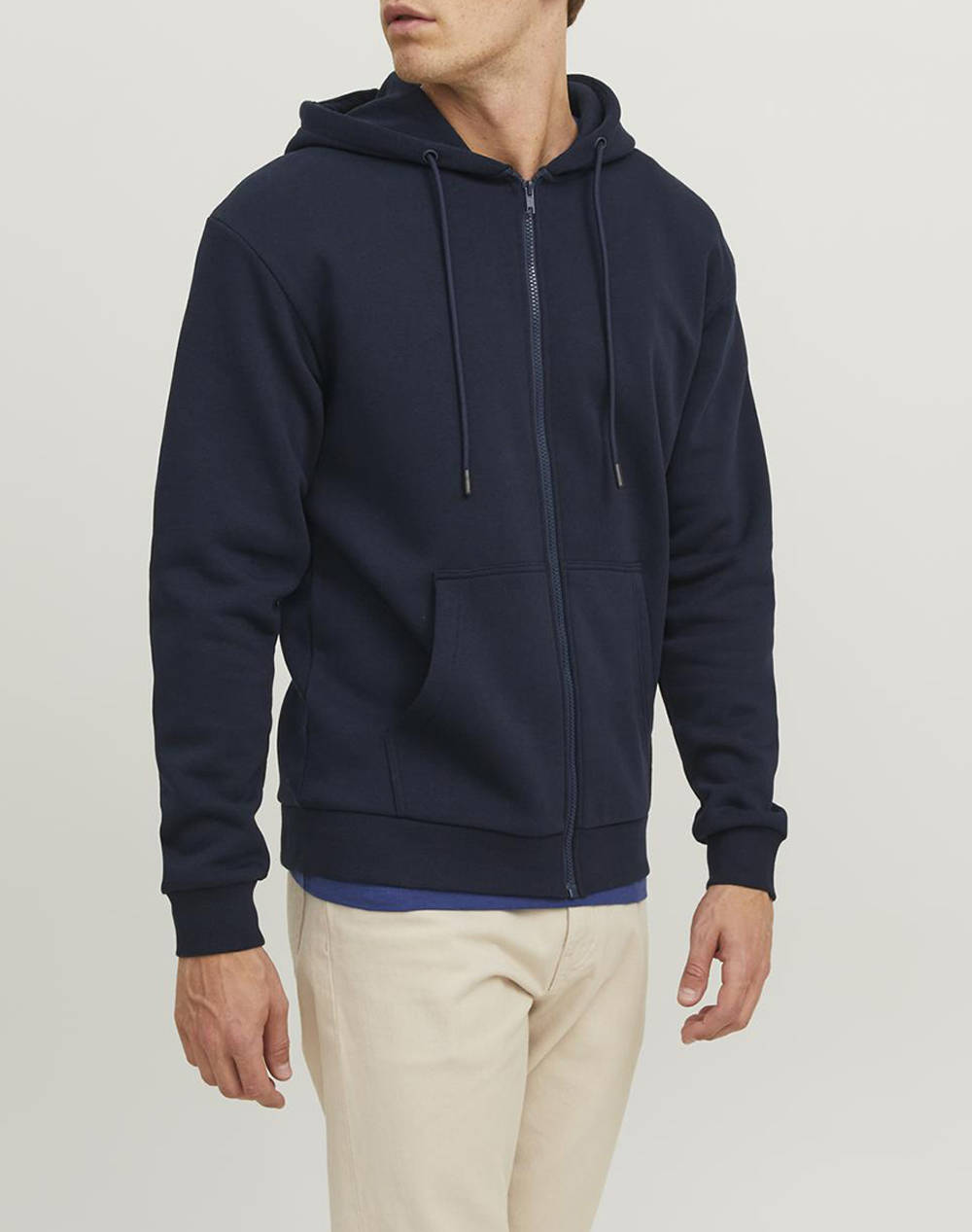 Jack&Jones Jjebradley Sweat Zip Hood Noos Men Clothes Jackets Zip Through Hoodies Darkblue Cotton,Synthetic 12249342 Navy Blazer Male Zip Through
