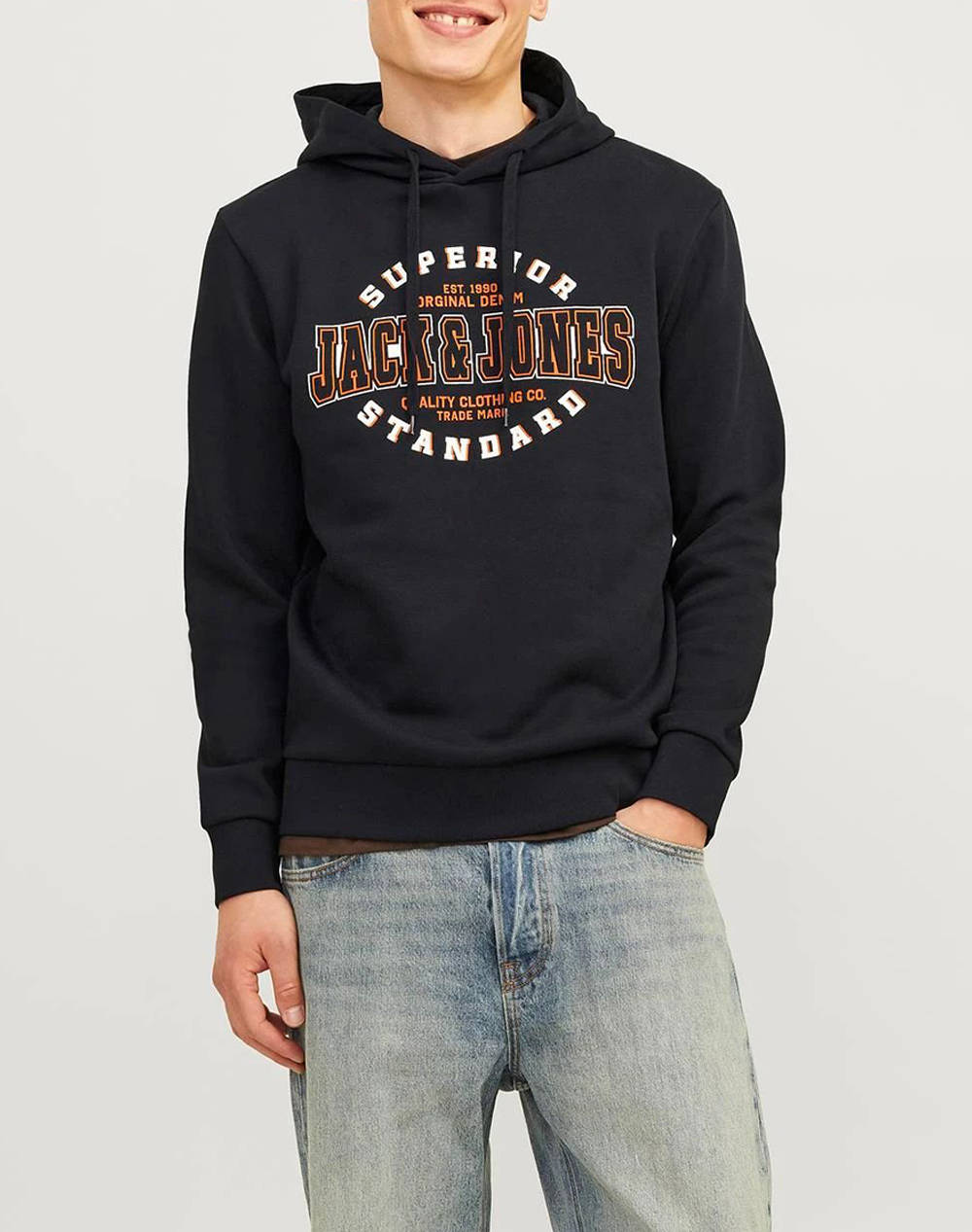 Jack&Jones Jjelogo Sweat Hood 2 Col 24/25 Noos Men Clothes T Shirts & Sweatshirts Sweatshirts Black Cotton,Synthetic 12255617 Black Male Sweatshirts