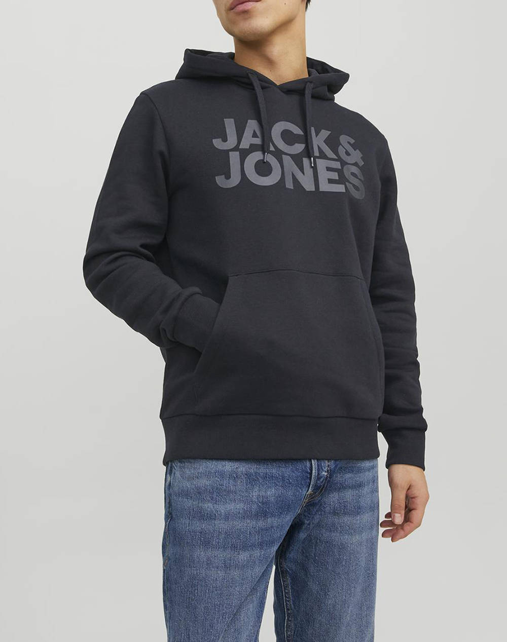 Jack&Jones Μπλουζα Φουτερ Jjecorp Logo Sweat Hood Noos Ανδρας Ρουχα Μπλουζες Φουτερ Darkslategrey Βαμβακισυνθετικο 12152840 Blacklarge Print /W Bl