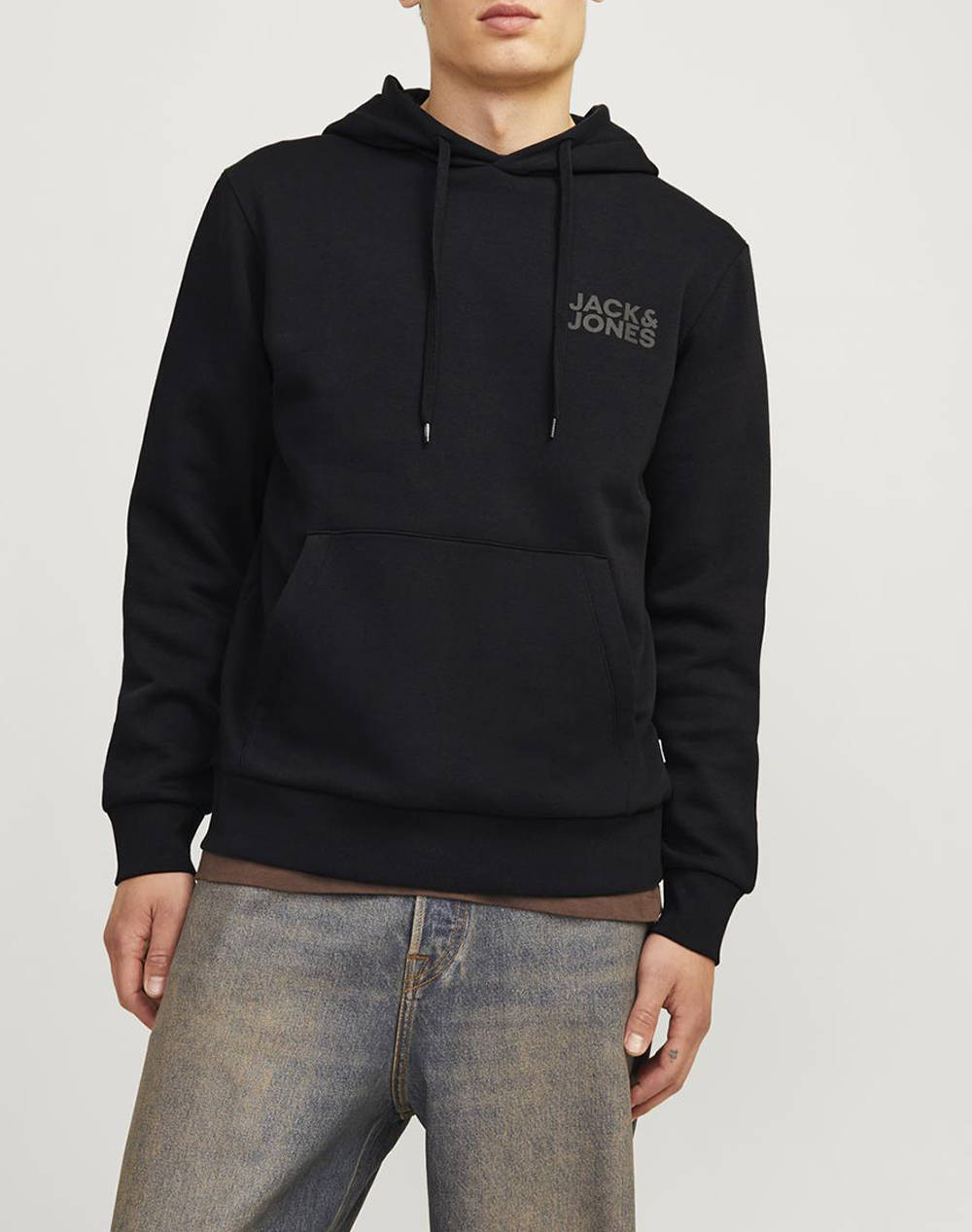 Jack&Jones Μπλουζα Φουτερ Jjecorp Logo Sweat Hood Noos Ανδρας Ρουχα Μπλουζες Φουτερ Totalblack Βαμβακι,Συνθετικο 12152840 Blacksmall Print/ Black -