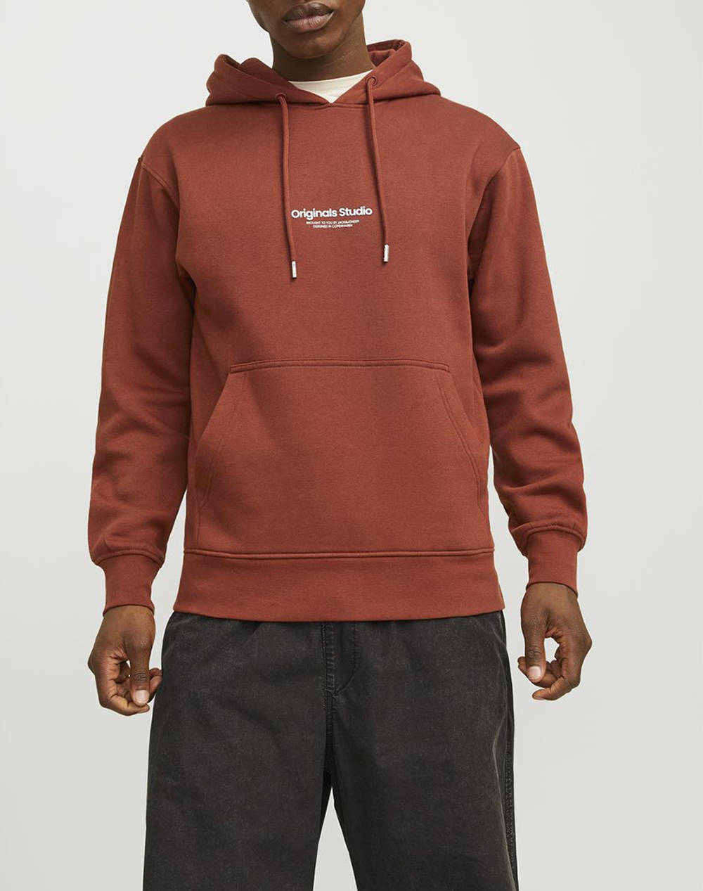 Jack&Jones Jorvesterbro Sweat Hood Men Clothes T Shirts & Sweatshirts Sweatshirts Brown Cotton,Synthetic 12241687 Brandy Brown Male Sweatshirts Brown