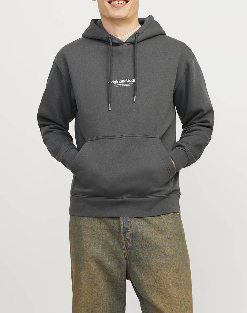 Jack&Jones Jorvesterbro Sweat Hood Men Clothes T Shirts & Sweatshirts Sweatshirts Darkgray Cotton,Synthetic 12241687 Iron Gate Male Sweatshirts