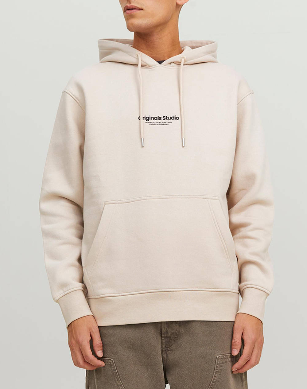 Jack&Jones Jorvesterbro Sweat Hood Men Clothes T Shirts & Sweatshirts Sweatshirts Ecru Cotton,Synthetic 12241687 Moonbeam Male Sweatshirts
