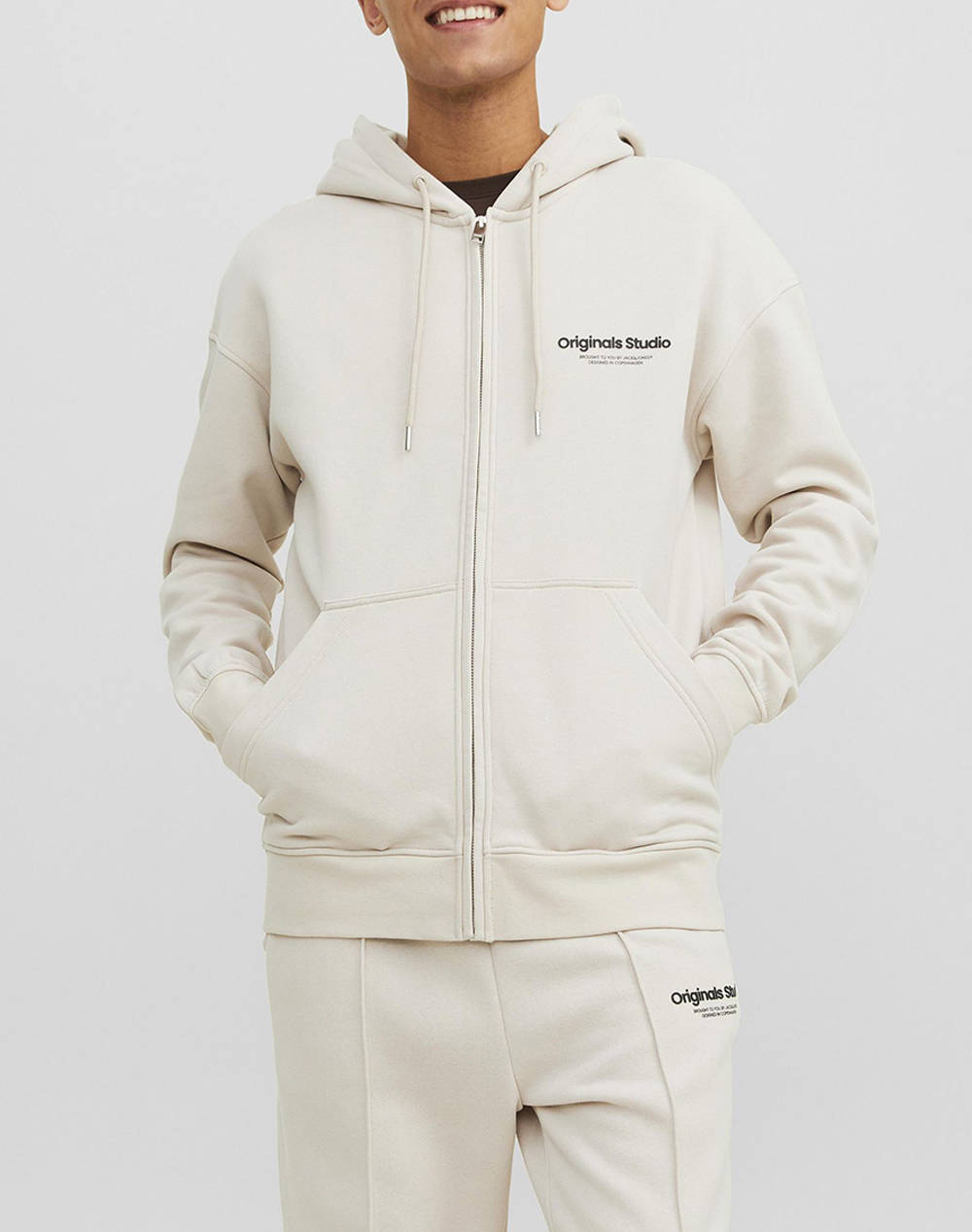 Jack&Jones Jorvesterbro Sweat Zip Hood Noos Ανδρας Ρουχα Ζακετες Φουτερ Ζακετες Ivory Βαμβακισυνθετικο 12241691 Moonbeam