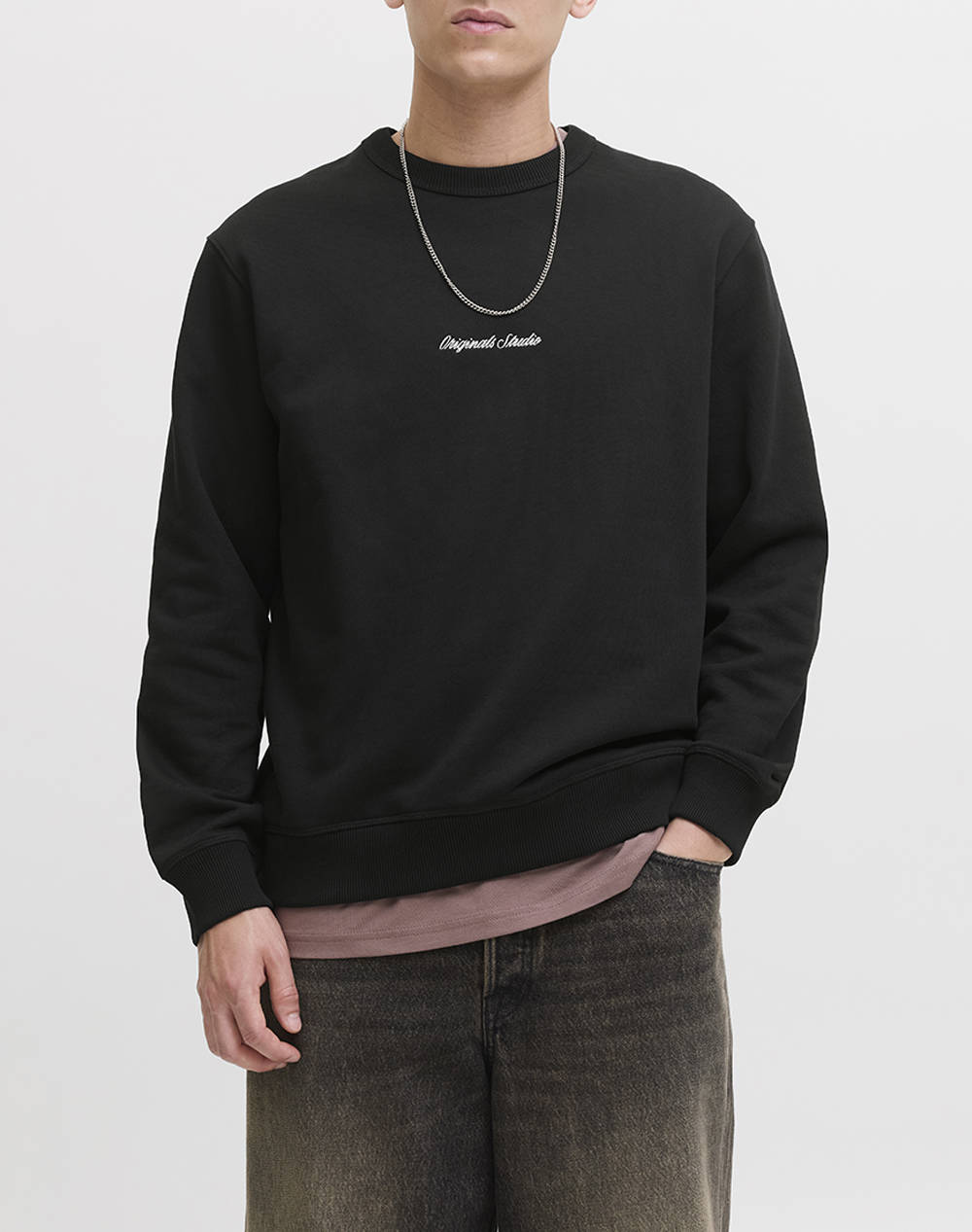 Jack&Jones Jornorrebro Emb Sweat Crew Noos Ανδρας Ρουχα Μπλουζες Φουτερ Black Βαμβακισυνθετικο 12282893 Black