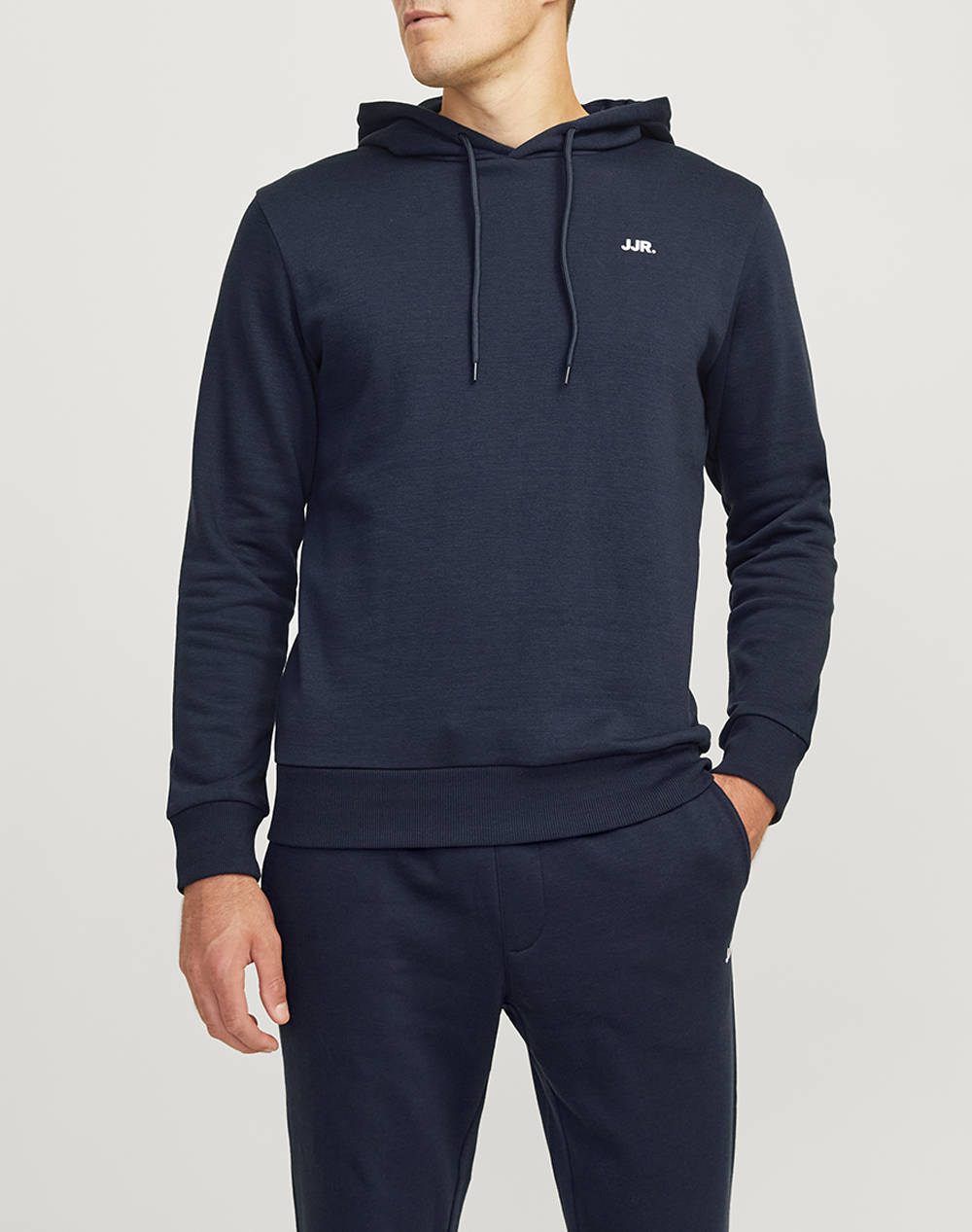 Jjrebell Jrebel Logo Sweat Hood Noos Men Clothes T Shirts & Sweatshirts Sweatshirts Darkblue Cotton 12263852 Sky Captain Male Sweatshirts Blue