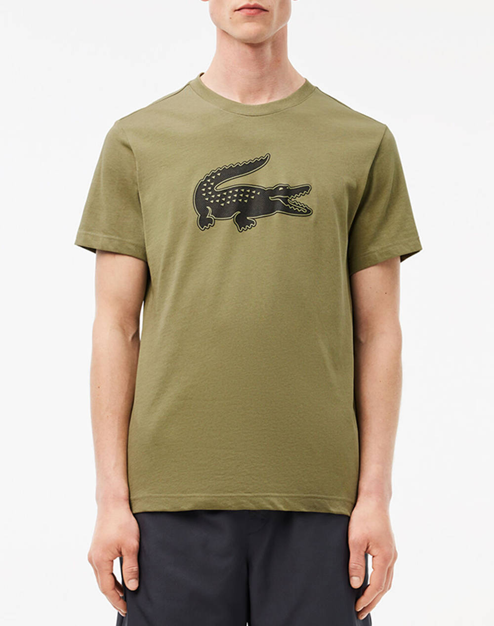 Lacoste Μπλουζα Κμ Tee Shirt Ανδρας Ρουχα Μπλουζες T Shirt Khaki Βαμβακισυνθετικο 3Th2042 3Hk