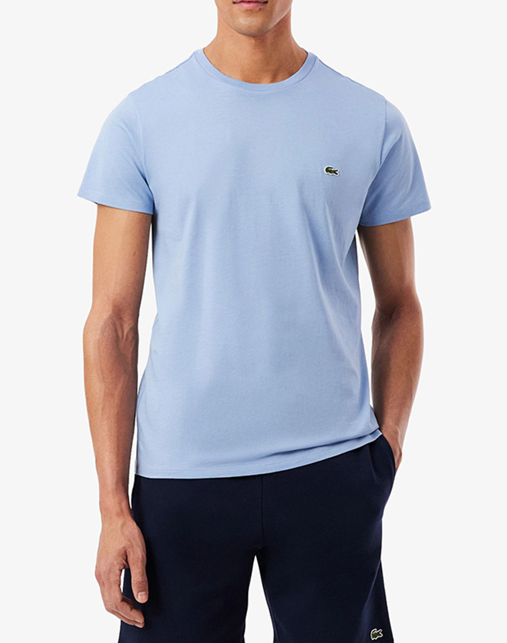 Lacoste Μπλουζα Κμ Tee Shirt Ανδρας Ρουχα Μπλουζες T Shirt Earthblue Βαμβακι 3Th6709 Aey