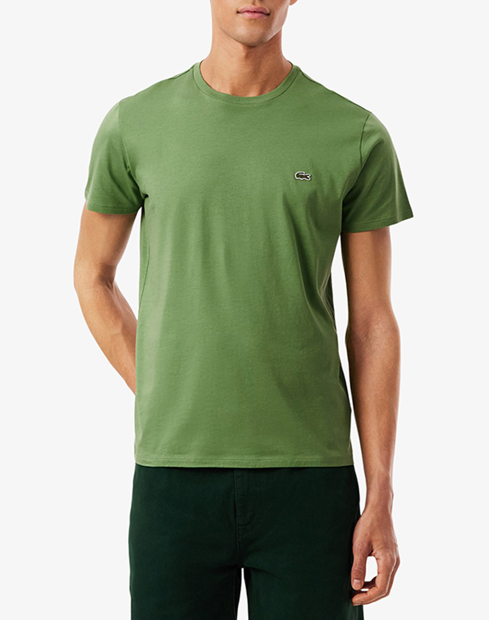 Lacoste Μπλουζα Κμ Tee Shirt Ανδρας Ρουχα Μπλουζες T Shirt Greensnake Βαμβακι 3Th6709 02M