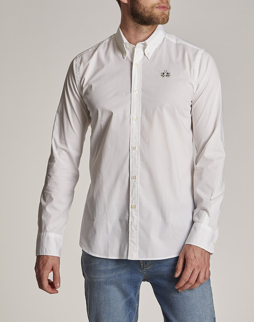 La Martina Man Shirt L/S Poplin Stretch Men Clothes Shirts White Cotton,Broadcloth 3Lmccmc02 00001 Male Shirts