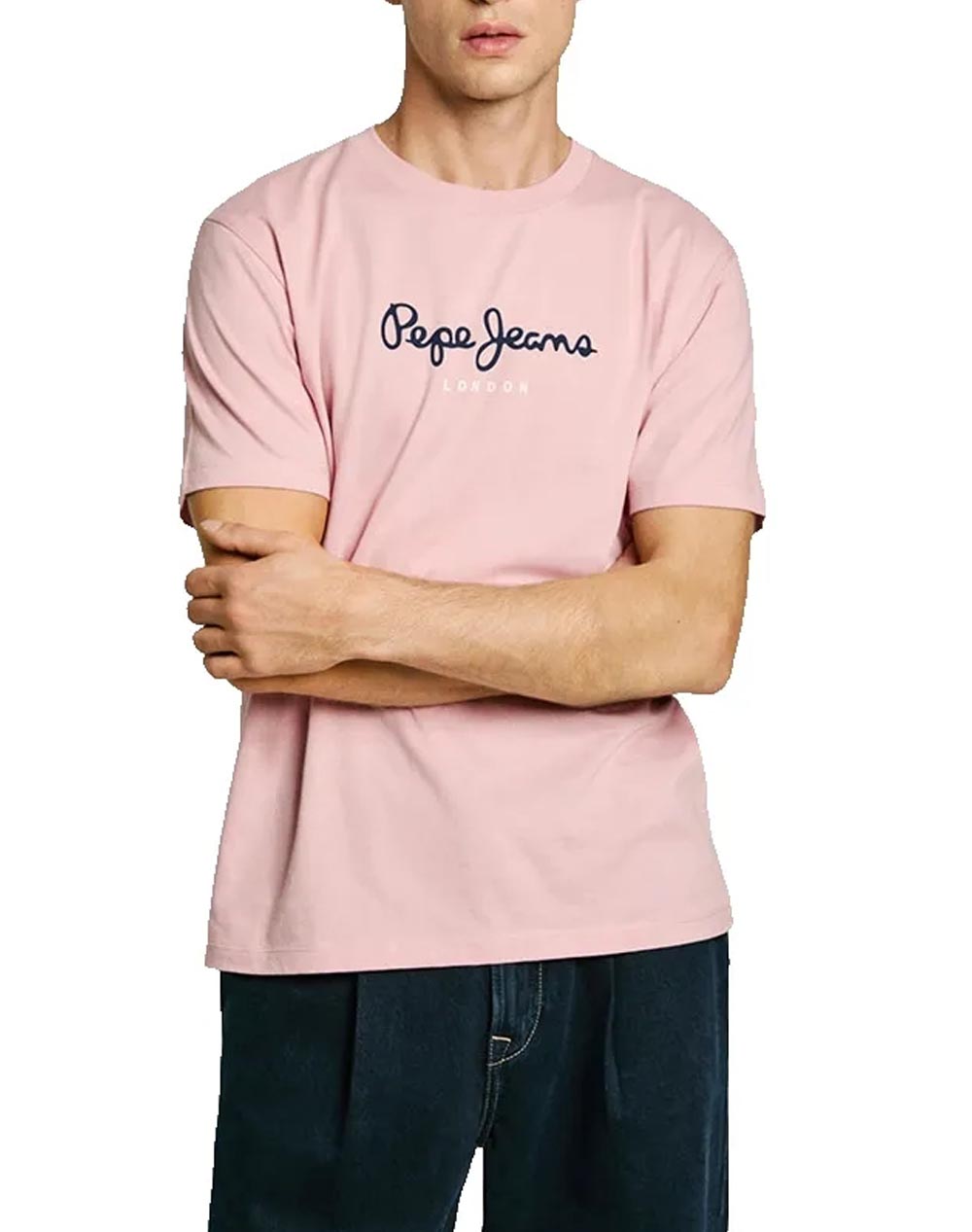 Pepe Jeans Drop 2A Eggo N Μπλουζα Ανδρικο Ανδρας Ρουχα Μπλουζες T Shirt Lightpink Βαμβακι Pm508208 325/Pink