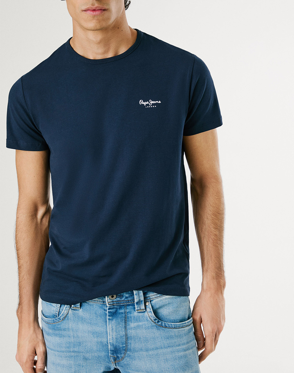 Pepe Jeans Nos Drop 2A Original Basic 3N Μπλουζα Ανδρικο Ανδρας Ρουχα Μπλουζες T Shirt Blue Βαμβακιμε Ελασταν Pm508212 595/Navy