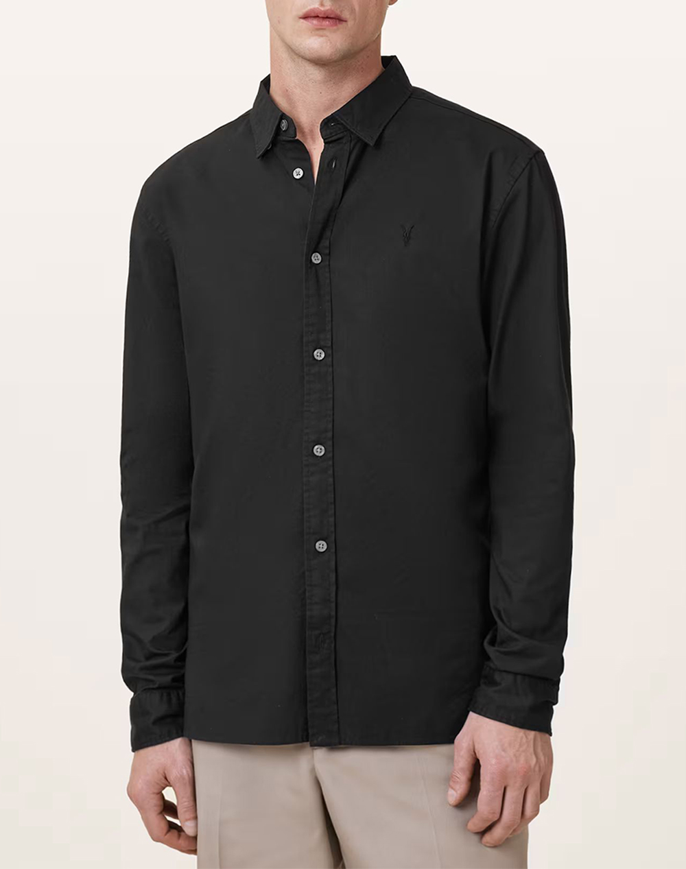 All Saints Hawthorne Ls Shirt Ανδρας Ρουχα Πουκαμισα Black Βαμβακι,Με Ελασταν M150sb Black Black - Koolfly
