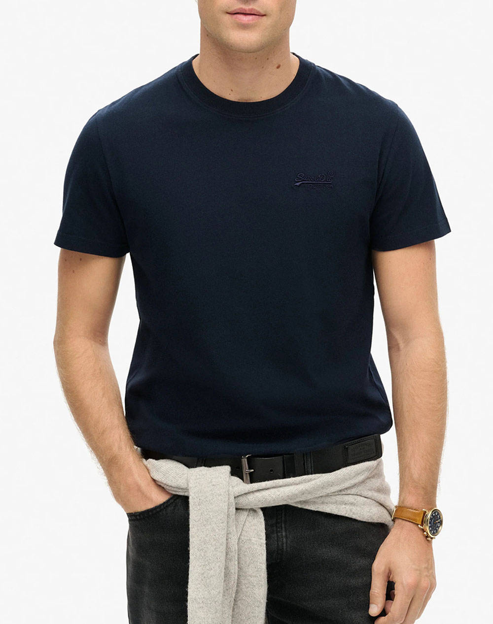 Superdry D1 Essential Logo Emb Tee Men''S T Shirt Men Clothes T Shirts & Sweatshirts T Shirts Navyblue Cotton M1011245M 98T Male T-Shirts Blue