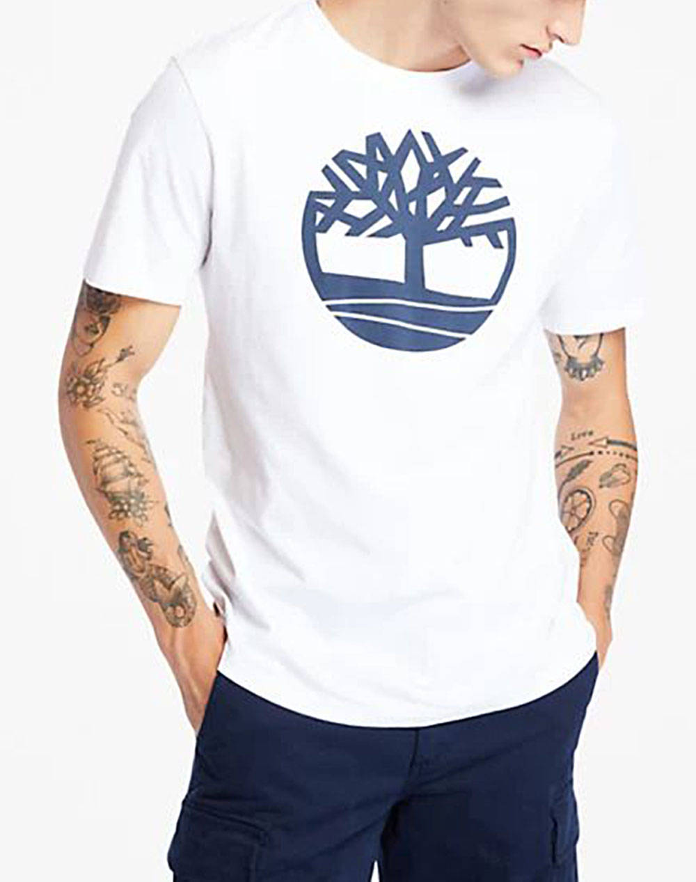 Timberland Kennebec River Tree Logo Tee Men Clothes T Shirts & Sweatshirts T Shirts White Cotton Tb0A2C2R 100 Male T-Shirts