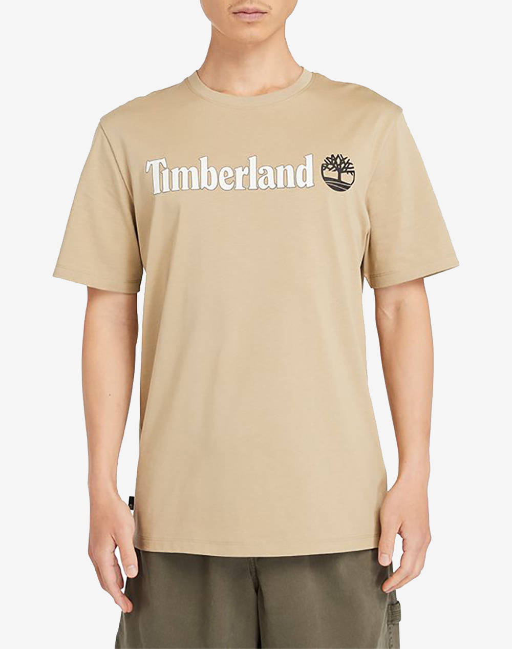 Timberland Kenn Linear Logo Short Sleev Men Clothes T Shirts & Sweatshirts T Shirts Biege Cotton Tb0A5Upq Dh4 Male T-Shirts Biege